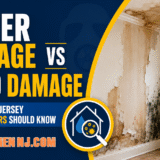 Water damage and mold damage on an interior wall showing stains, peeling paint, and visible mold growth in a New Jersey home