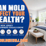 Featured image for Can Mold Affect Your Health showing a clean bedroom with mold health warning icons and Mold Men NJ branding.