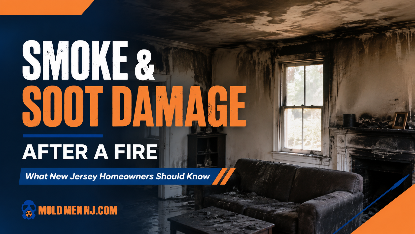 Smoke and soot damage after a house fire in New Jersey