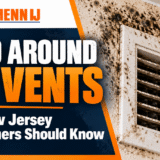 Mold around an HVAC air vent with visible moisture staining on surrounding drywall, illustrating possible condensation and mold problems.